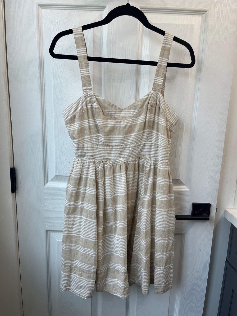 Beige and White Striped Sundress